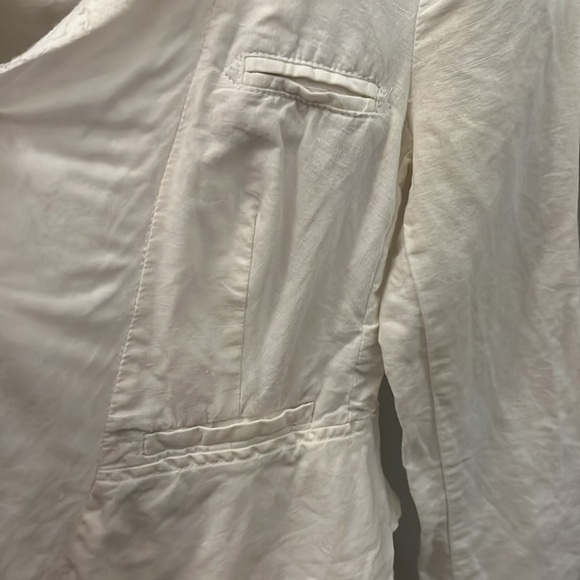 Free People Blazer Lace Shawl Collar Linen Cotton Blend White Size 0 Ruffled - Picture 8 of 10